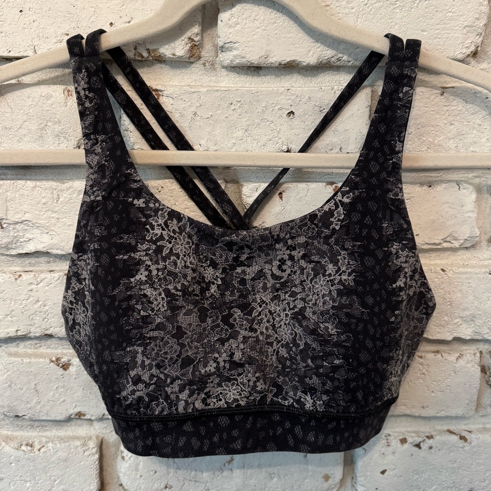 lululemon Energy Sports Bra - Black with lace design